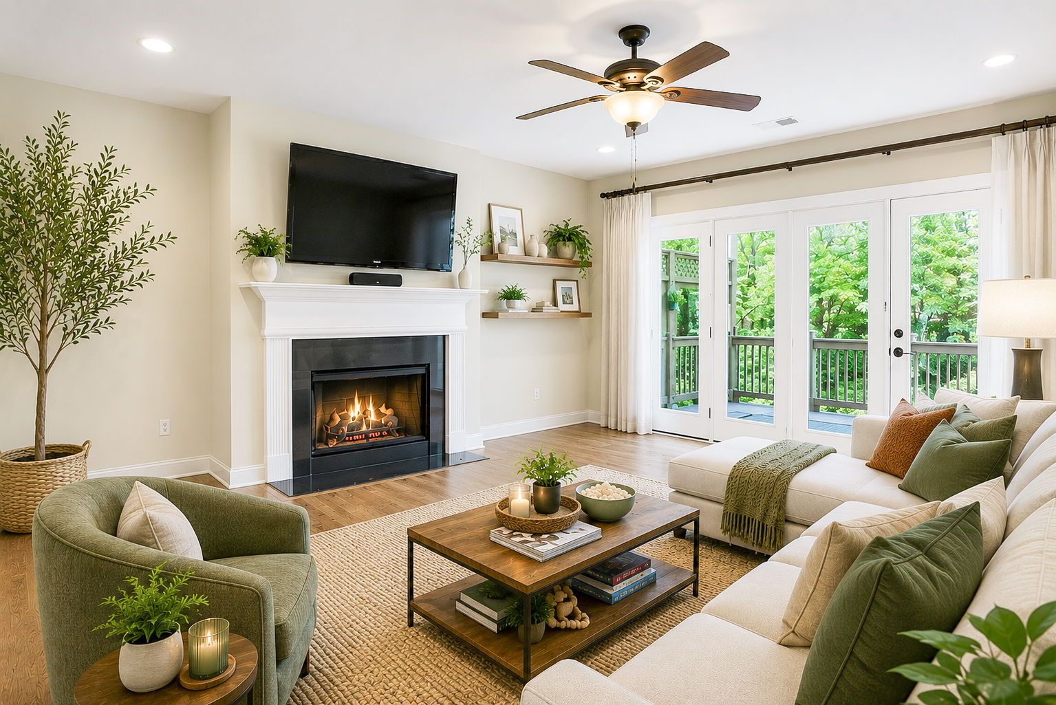 Great room with fireplace at 2318 Saint Davids Square